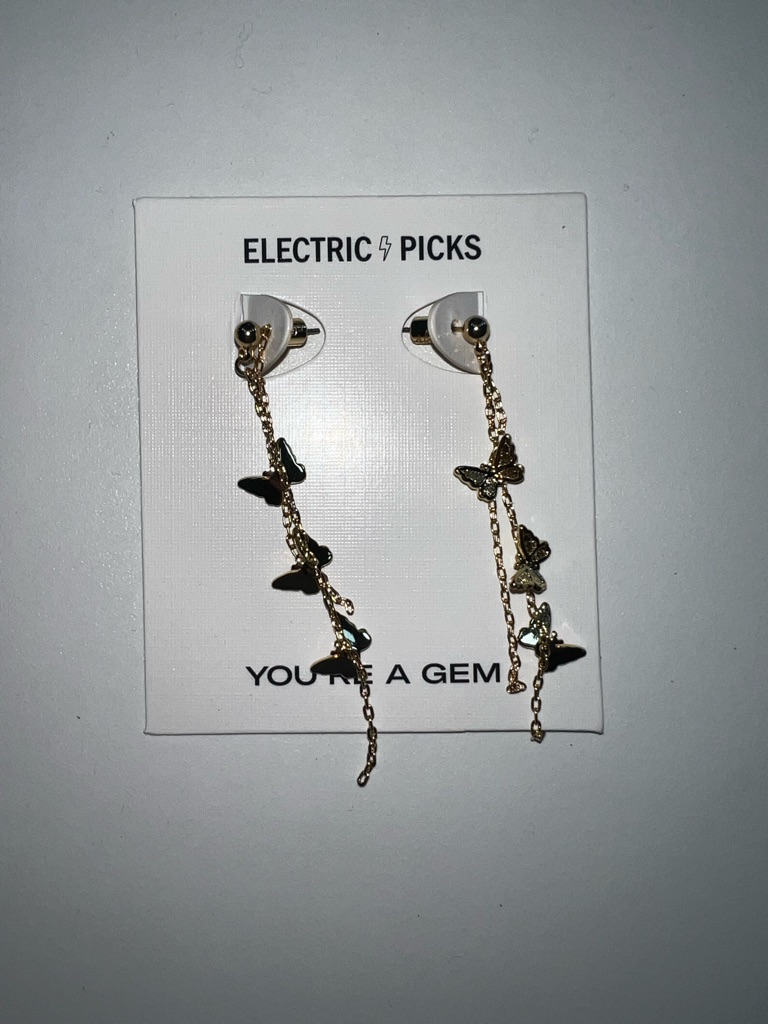 New Electric Picks Gold Butterfly Chain Drop Earrings 20$